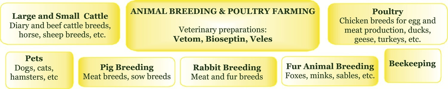 Veterinary probiotics for animal breeding and poultry farming - cattle, pets, poultry, pig breeding, sheep breeding, horse breeding, rabbit breeding, fur animal breeding, beekeeping, etc.